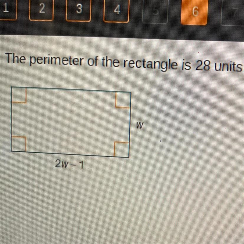 The perimeter of the rectangle is 28 units. What is the value of w? 5 units 7 units-example-1