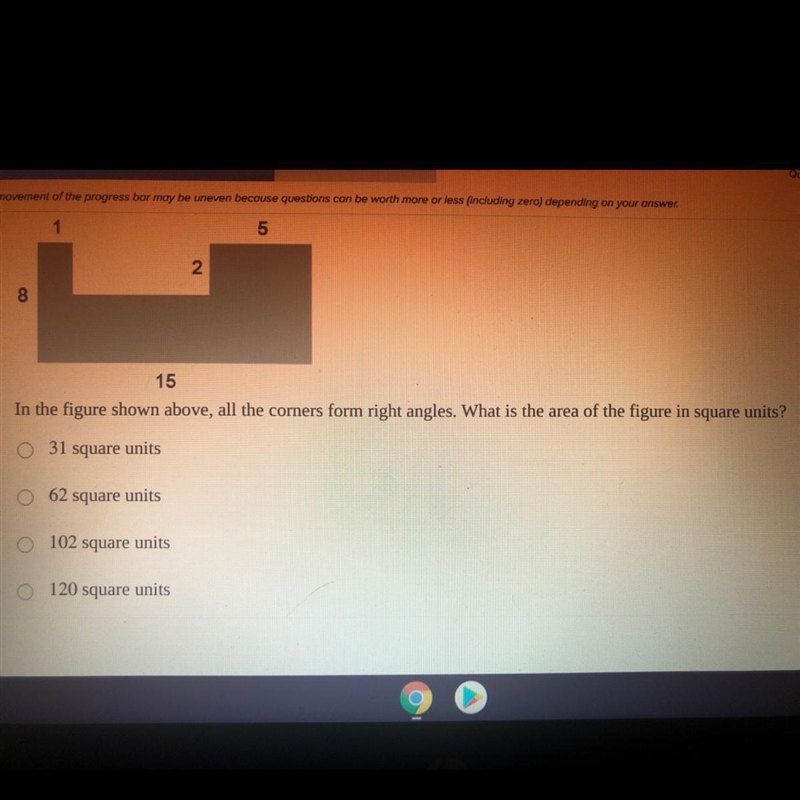 In the figure shown above, all the comers form right angles. What is the area of the-example-1