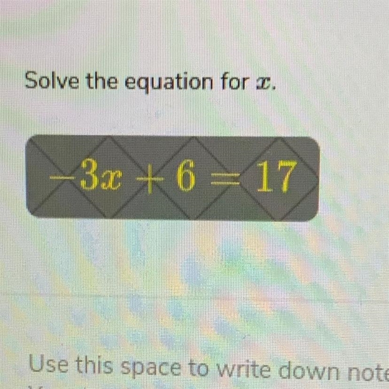 -3x + 6 = 17 Solve this two step equation pls-example-1