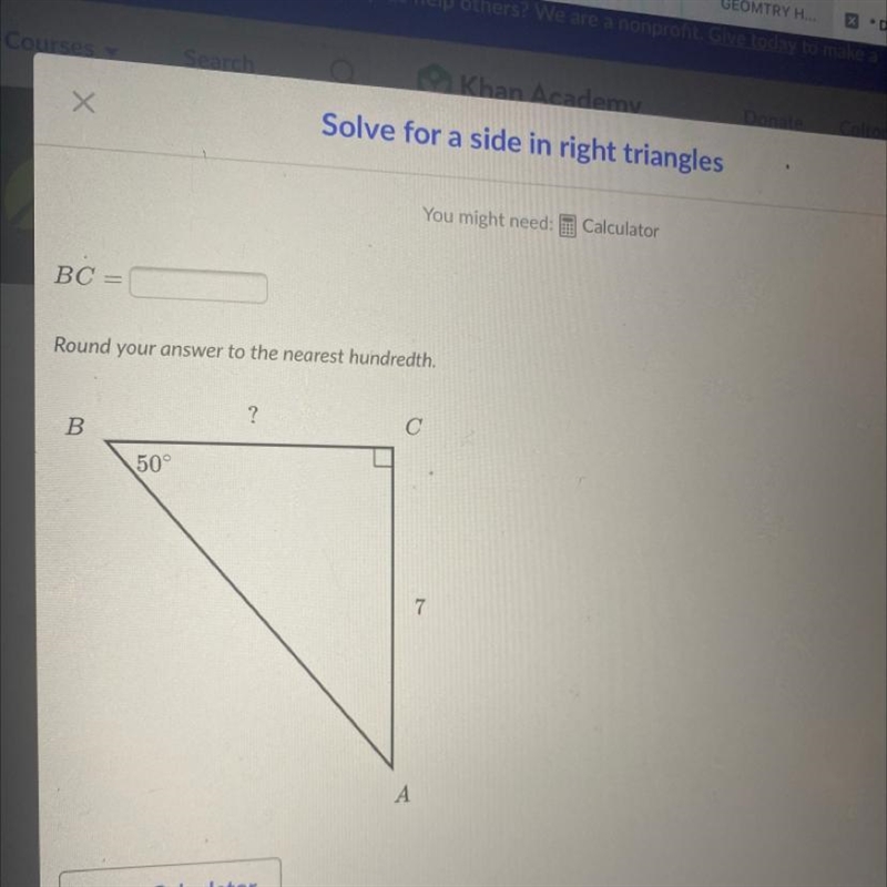 BC = Round your answer to the nearest hundredth. B 50° 7-example-1