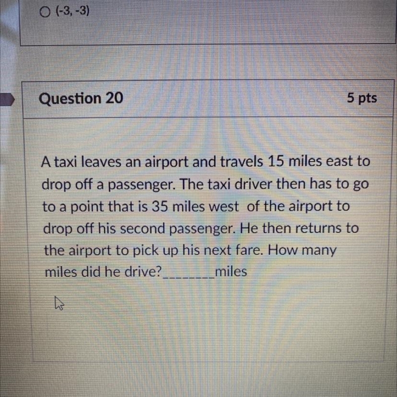 A taxi leaves an airport and travels 15 miles east to drop off a passenger. The taxi-example-1