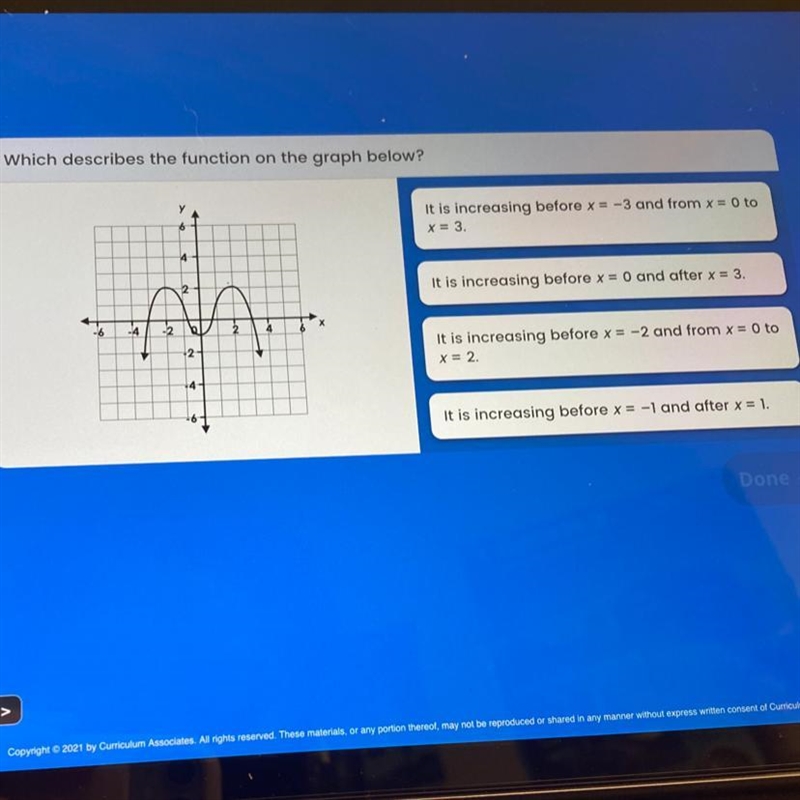 Which describes the function on the graph below-example-1