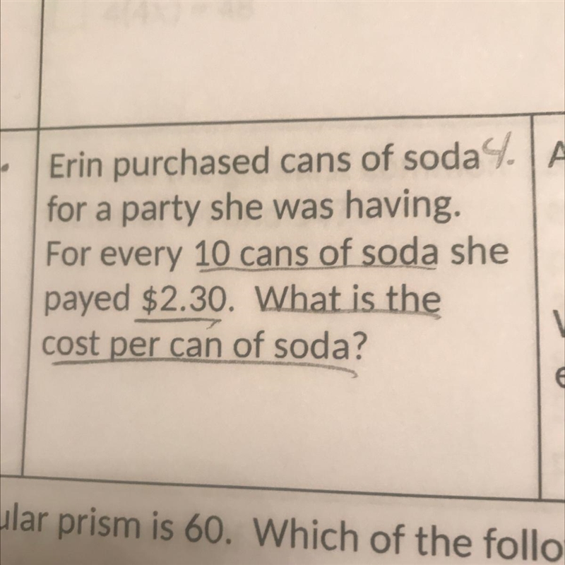 Erin purchased cans of soda for a party she was having. For every 10 cans of soda-example-1