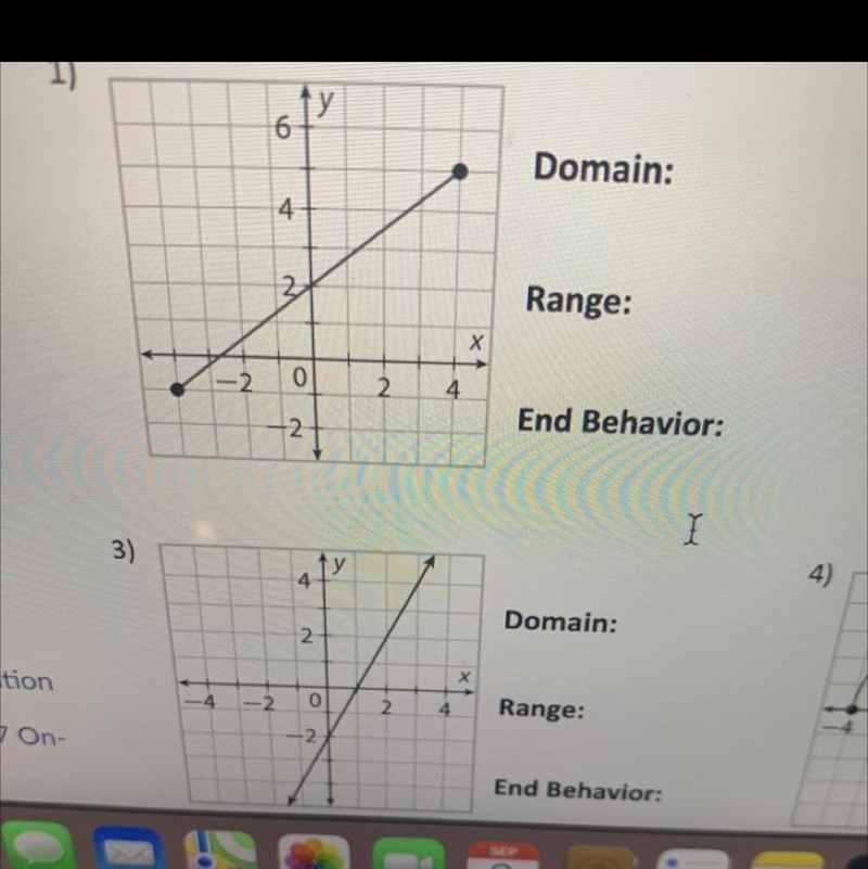 Help with #1 & #3 Domain Range End behavior-example-1