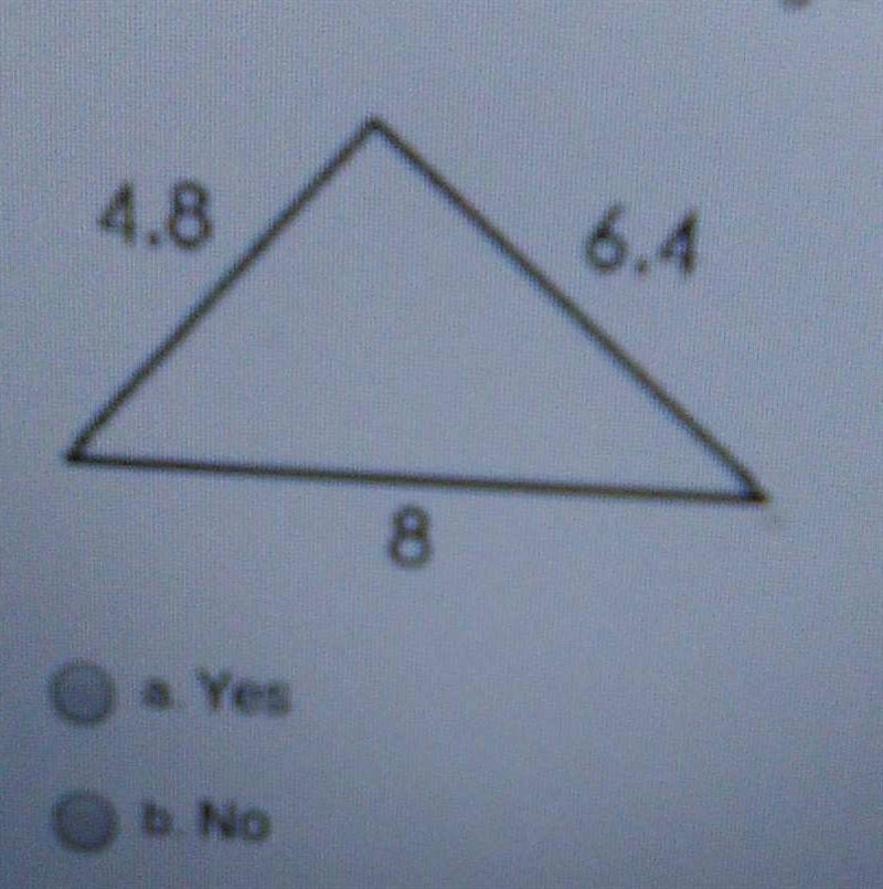 Decide whether the triangle is a right triangle.​-example-1