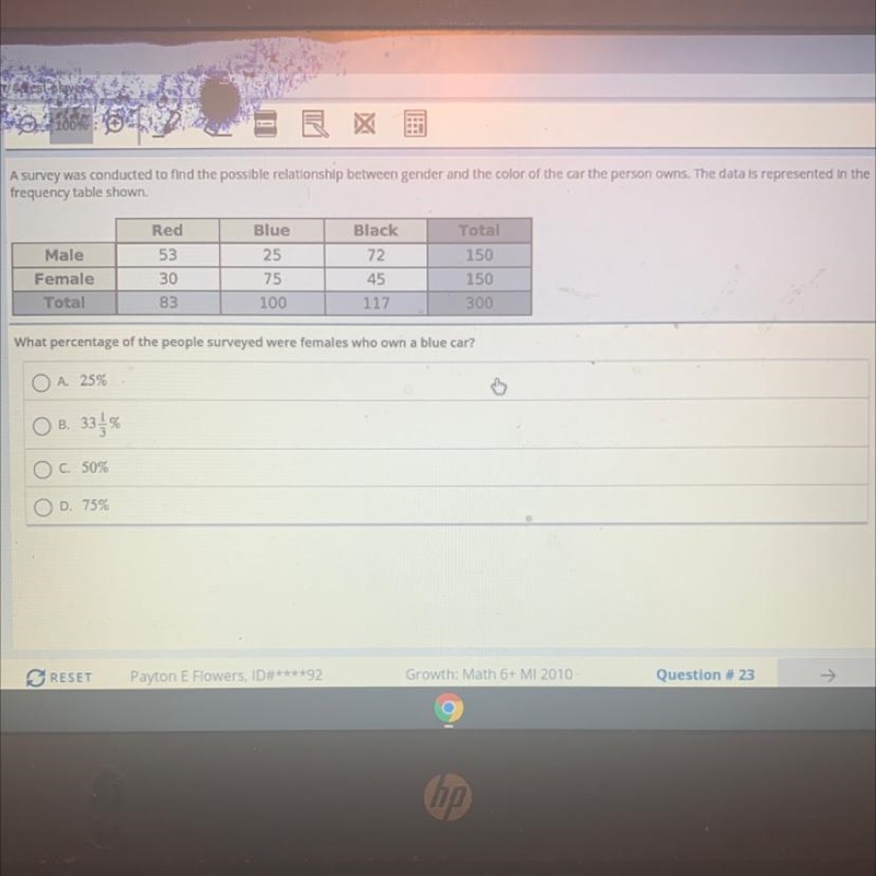 A survey was conducted to find the possible relationship between gender and the color-example-1