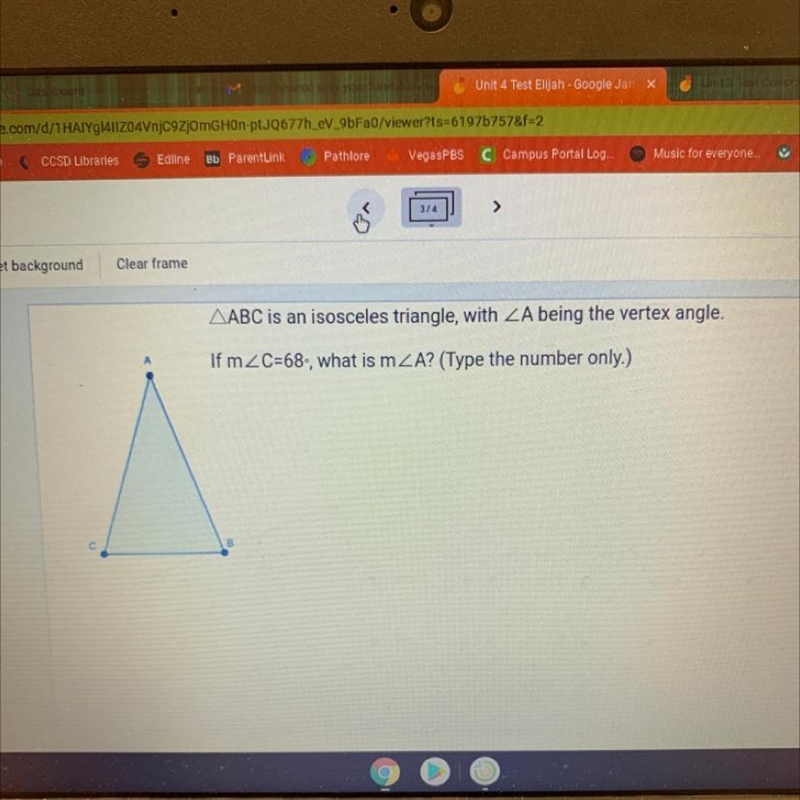 ABC is an isosceles triangle, with ZA being the vertex angle. If m i need help asap-example-1