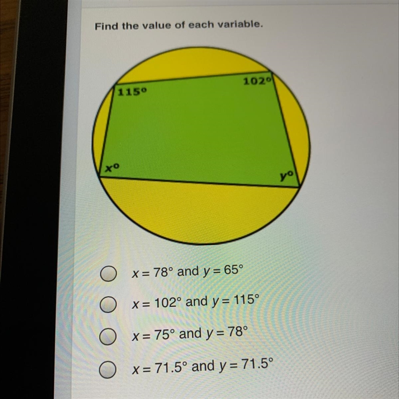 Find the values of each variable-example-1