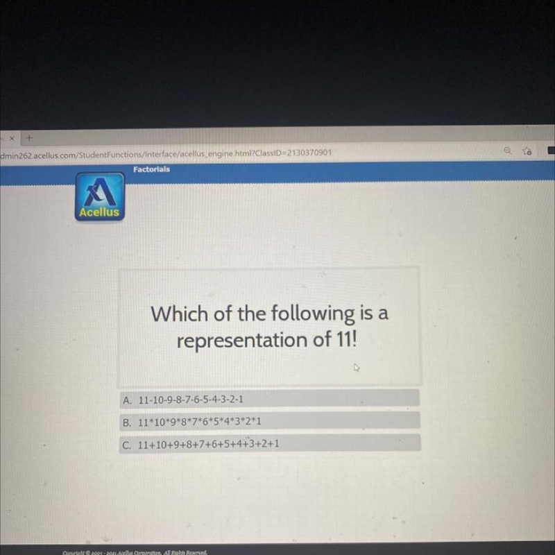 Which of the following is a representation of 11!-example-1