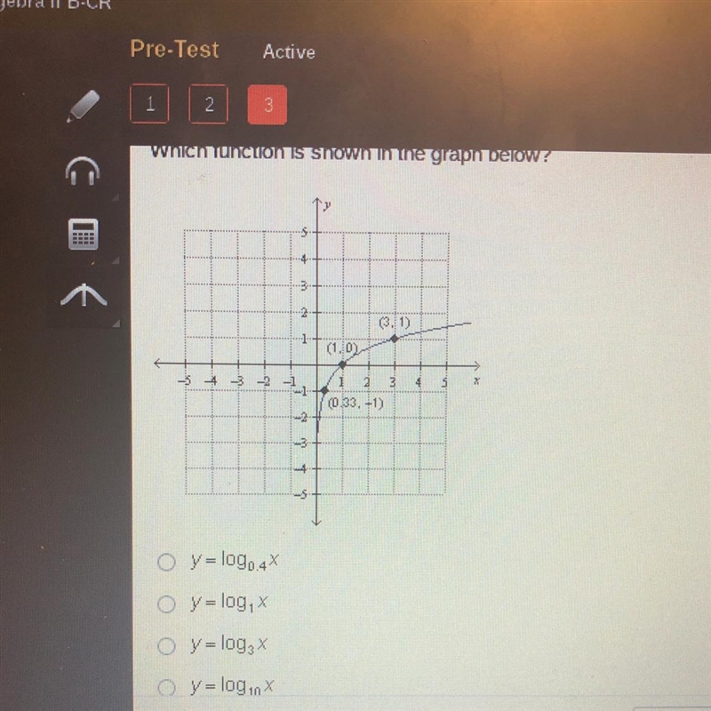 Which function is shown in the graph below?-example-1