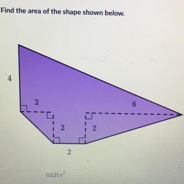 Find the area of the shape shown please please help me find the area:)-example-1