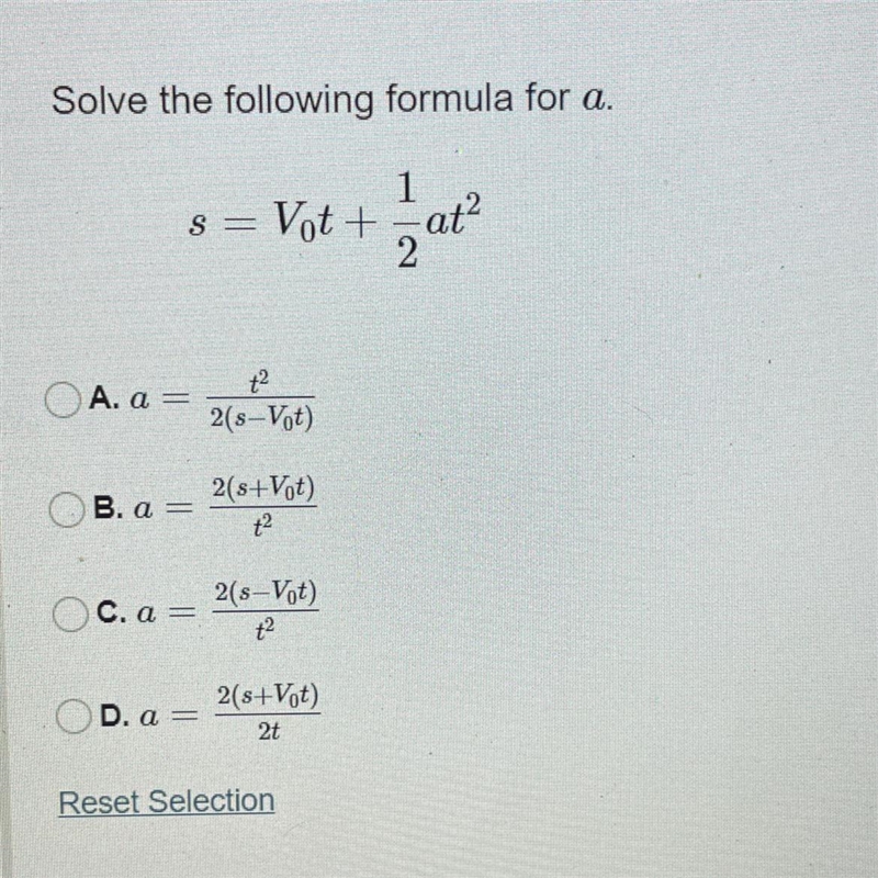 Solve the formula for a (q&c in picture)-example-1