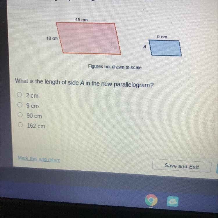 Consider the original parallelogram and the reduction. What is the length of side-example-1