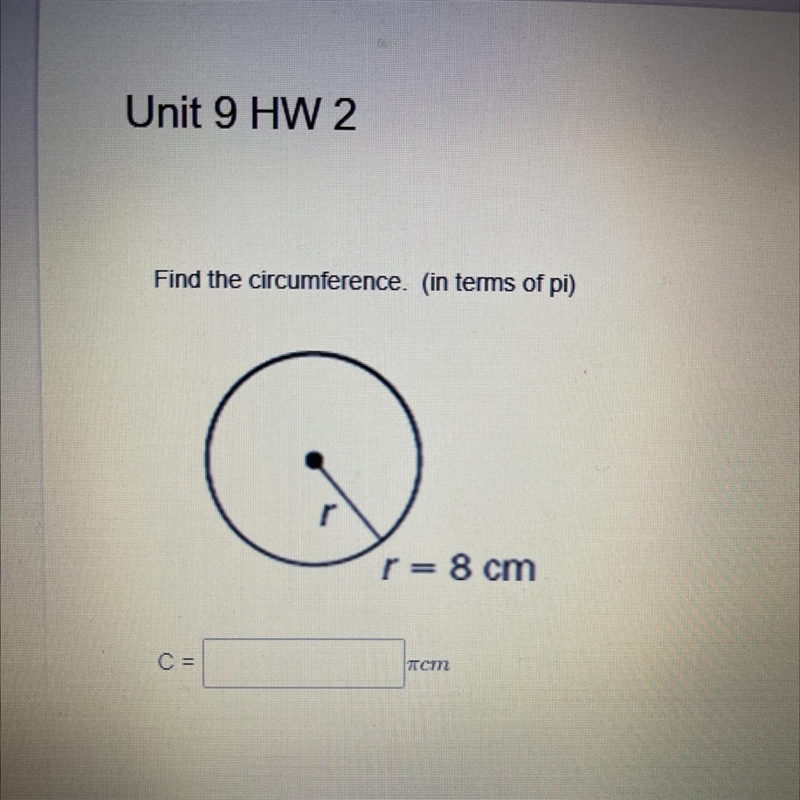 Find the circumference. (In terms of pi)-example-1