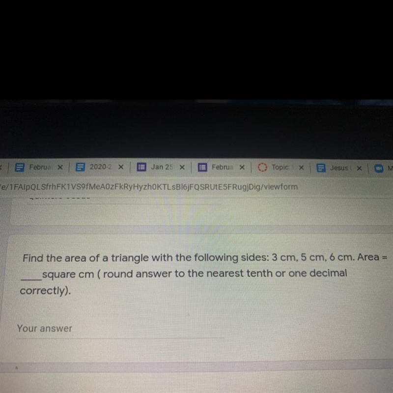 Find the area of a triangle with the following sides-example-1