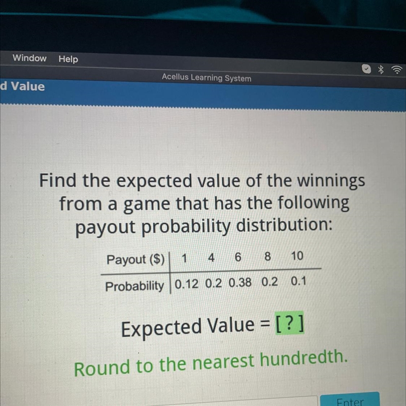 Find the expected value of the winnings from a game that has the following payout-example-1