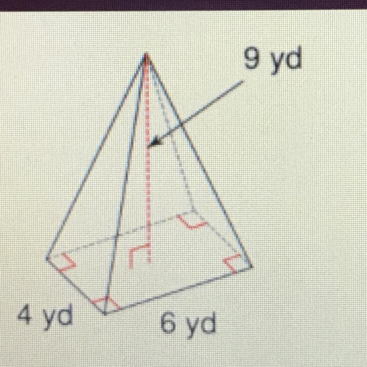 Find the volume of the rectangular pyramid Thank you!!-example-1