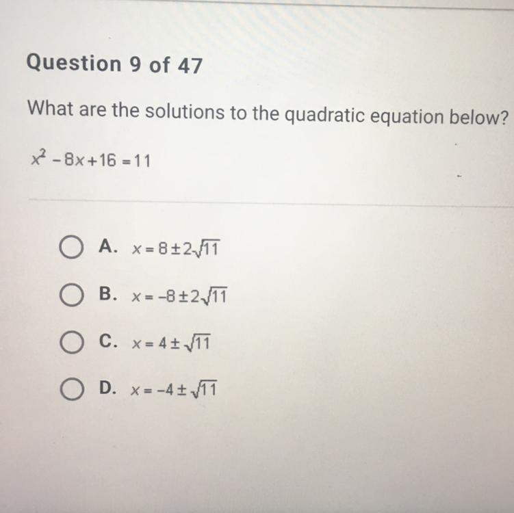 What are the solutions to the quadratic equation below?-example-1