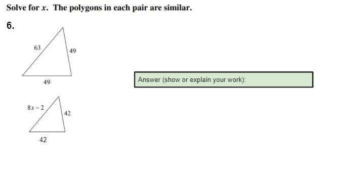 Solve for X. the Polygons in each pair are similar.-example-1