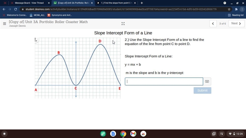 2.) Use the Slope Intercept Form of a line to find the equation of the line from point-example-1