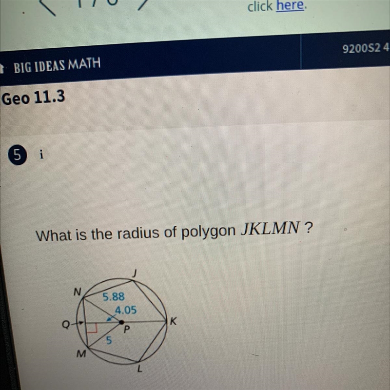 What is the radius of polygon JKLMN ?-example-1