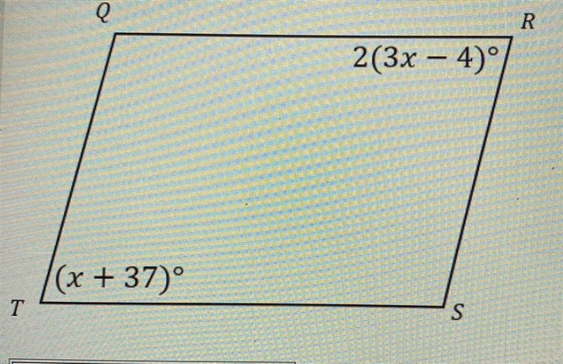 Quadrilateral QRST is a parallelogram. Determine the measure of QRS-example-1