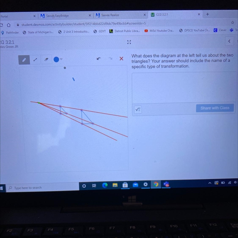 What does the diagram at the left tell us about the two triangles? Your answer should-example-1