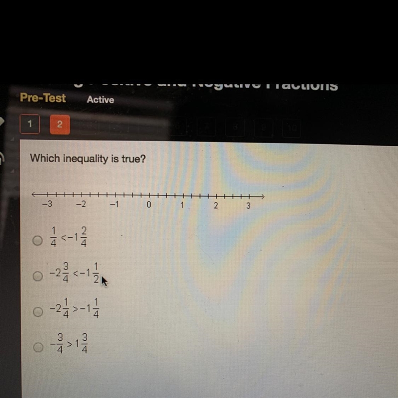 PLEASE HELP NOWWWW Which inequality is true? -3 -2 -1 0 1 2 3 3 0-213-11 3 3 > 1 4-example-1