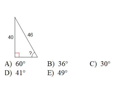 Q. Find missing angle a.60 b.36 c.30 d.41 e.49-example-1