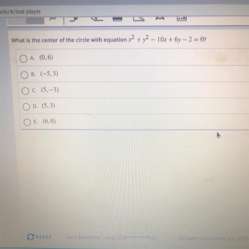 What is the center of the circle with equation x2 + y2 – 10x + 6y – 2 = 0?-example-1