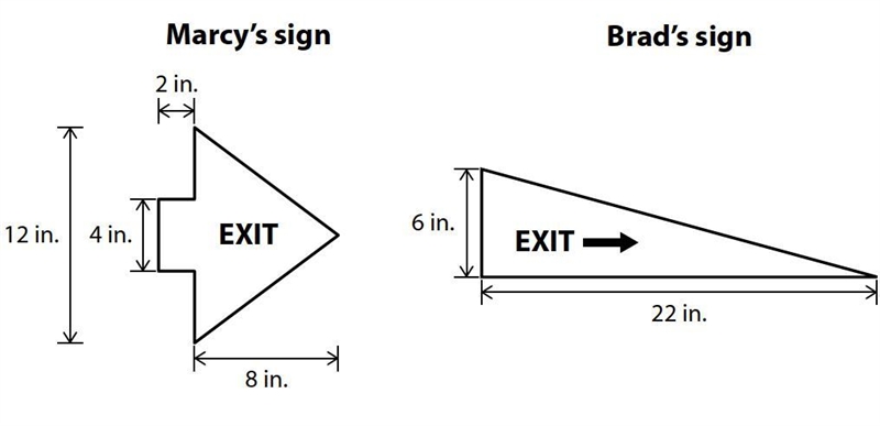 What is the area of Brad's sign? Don't worry about Marcy's sign.-example-1