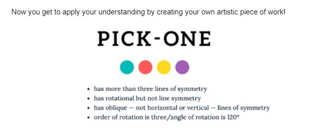 ASAP ART!!!!! Design your own rotational symmetry piece fulfilling at least ONE of-example-1