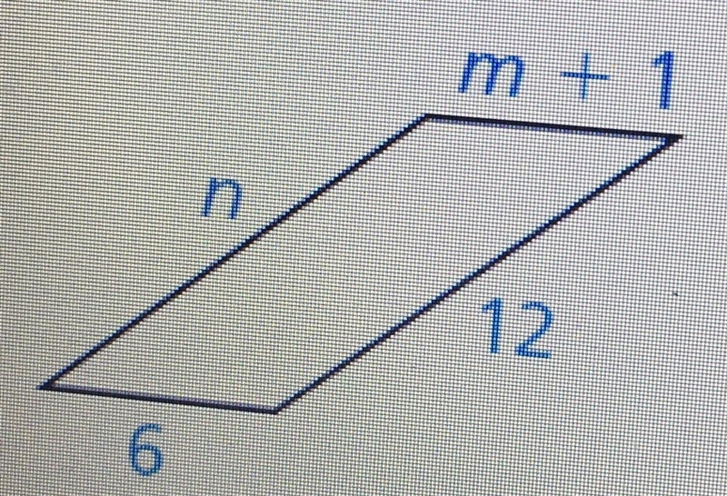 Find the value of each variable in the parallelogram.-example-1