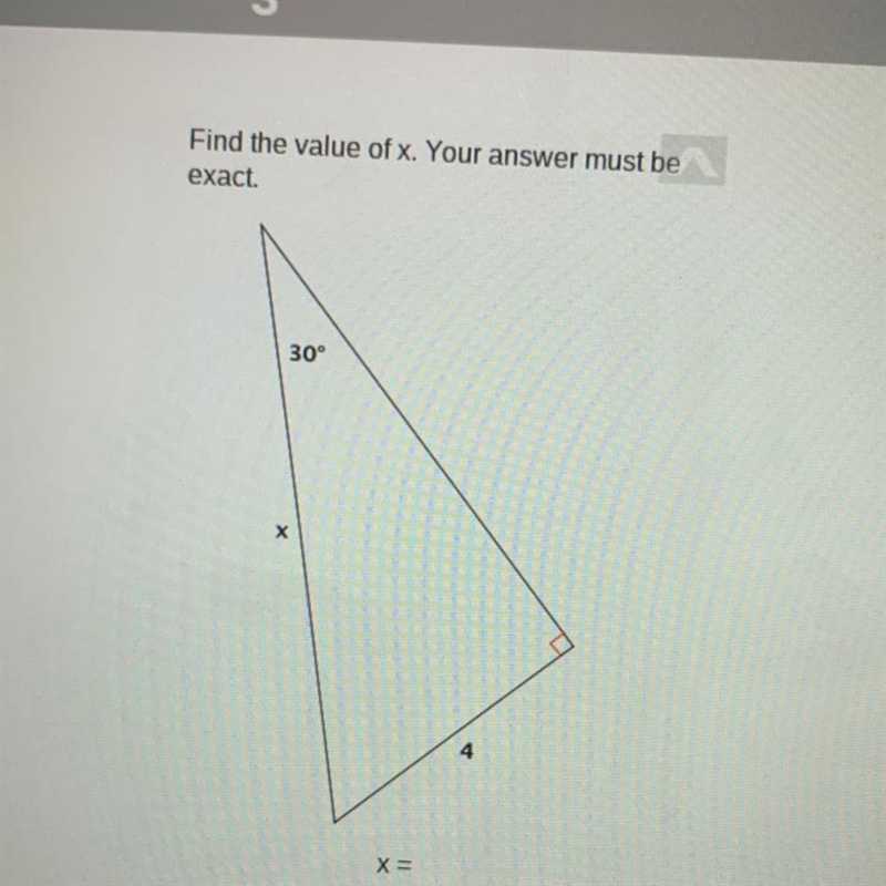 Please helpppp Find the value of x. Your answer must be Exact-example-1