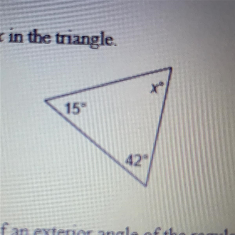 7. Find the value of x in the triangle. 15°-example-1