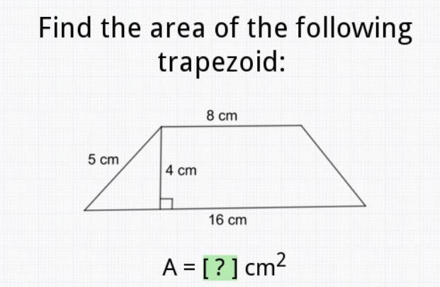 Find the area of the following trapezoid.-example-1