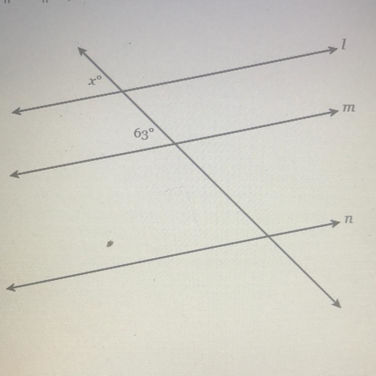 X° 1 63° m n find the value of x-example-1