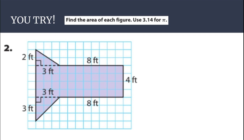 Find the area of each figure. use 3.14 for π (20 POINTS)-example-1