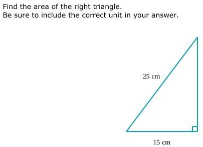 Find the area of the right triangle. Be sure to include the correct unit in your answer-example-1