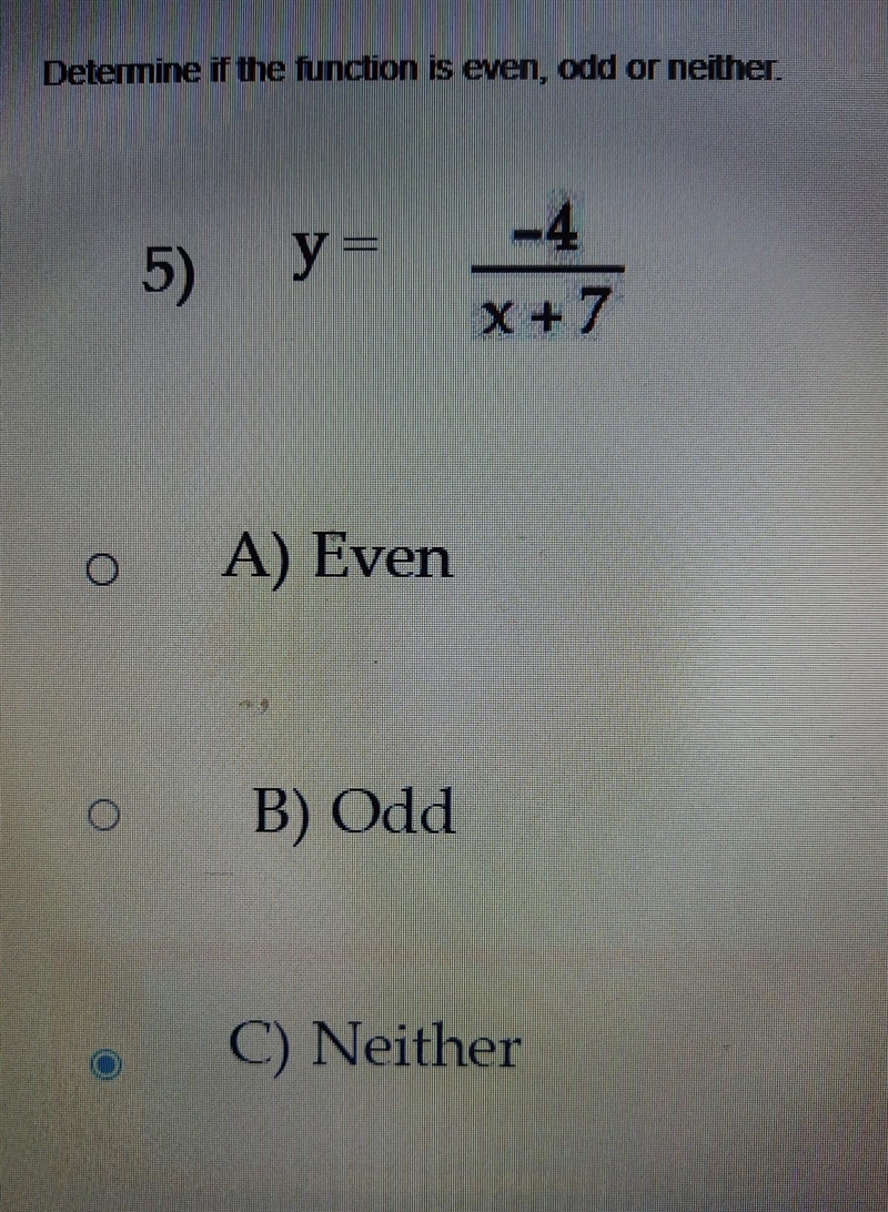 Please helppp pllllllease!!!! determine if the function is even odd or neither ​-example-1