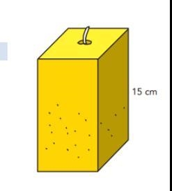 A candle is a square prism. The candle is 15 centimeters high, and its volumeis 960 cubic-example-1