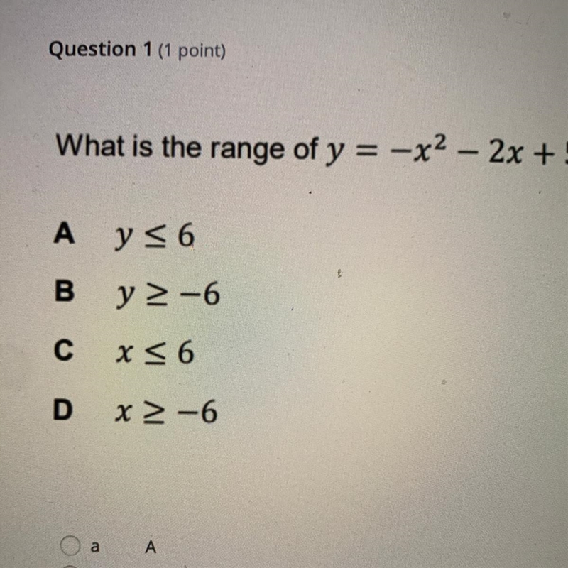 What is the range of y = -x2 – 2x + 5?-example-1