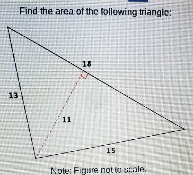 Find the area of the following triangle: 13 11 Note: Figure not to scale.​-example-1