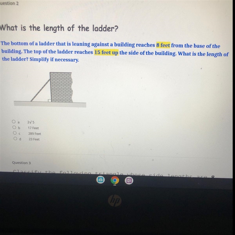 What is the length of the ladder? The bottom of a ladder that is leaning against a-example-1