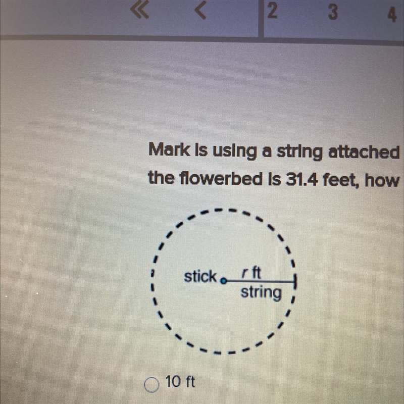 PLEASE HELP ASAP!! Mark Is using a string attached to a stick to mark off a circular-example-1