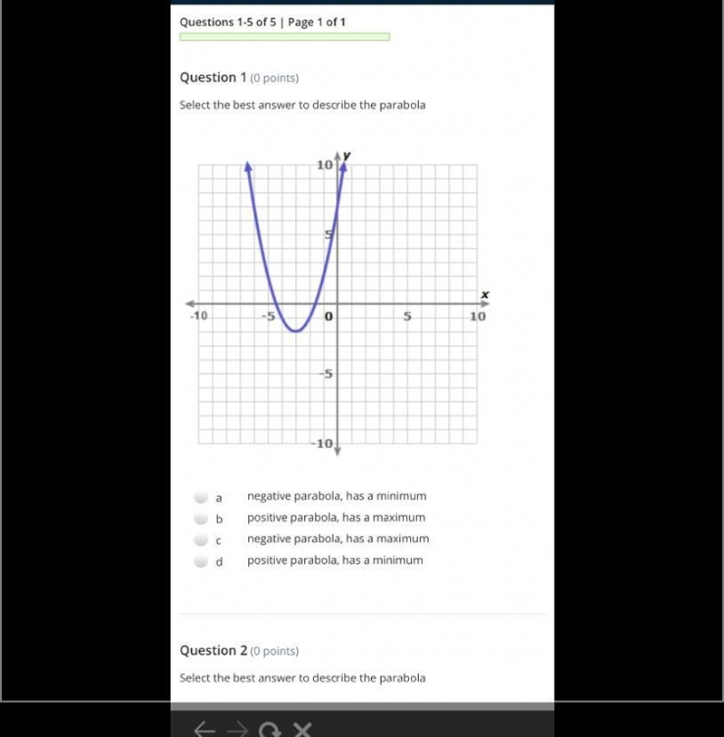 Select the best answer to describe the parabola-example-1