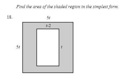 Find the area of the shaded region in the simplest form-example-1