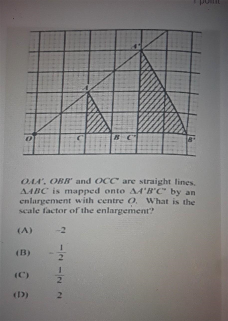 OAA', OBB', and OCC' are straight lines. Triangle ABC is mapped onto Triangle A'B-example-1