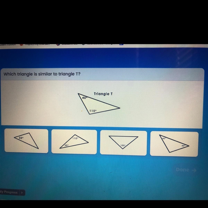 Which triangle is similar to triangle T-example-1