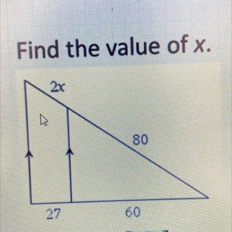 Find the value of x. 2x fi 80 27 60 x = [?] Enter-example-1